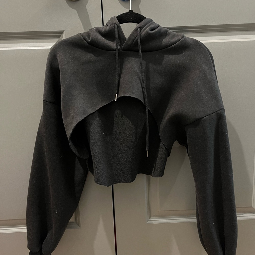 Black super crop hoodie